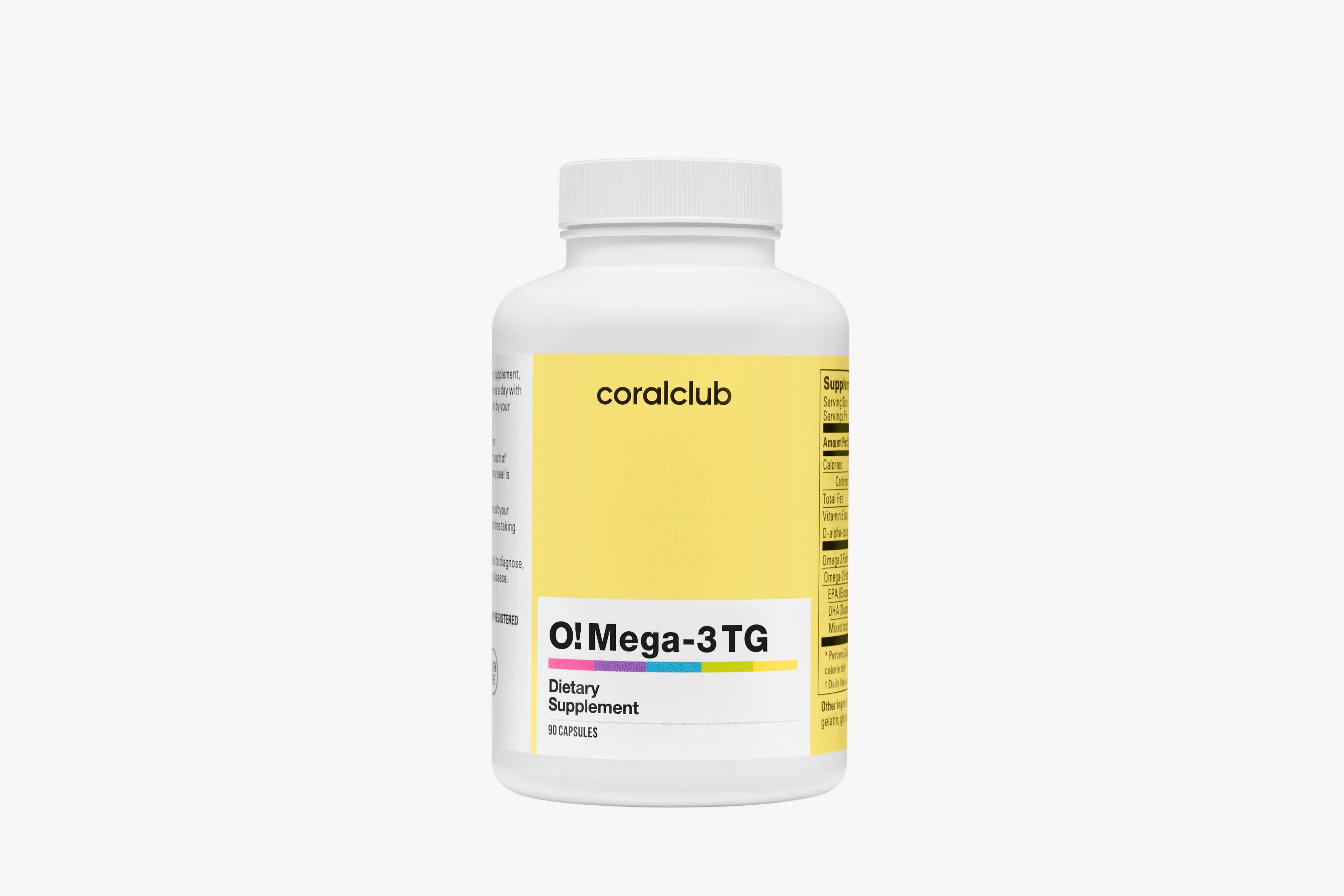 O!Mega-3 TG – complemento alimenticio. Peso neto: 126,9 g.