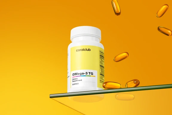 O!Mega-3 TG – complemento alimenticio. Peso neto: 42,3 g.