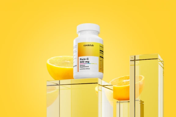 Pure-C 500 mg – complemento alimenticio. Peso neto: 64 g